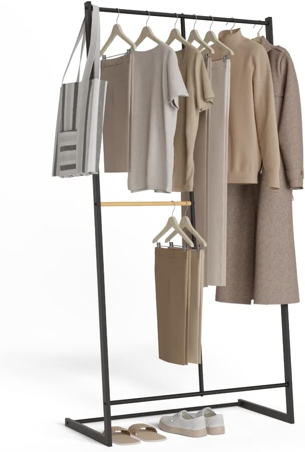 Zstar Eckgarderobe 190 Cm - Platzsparender Kleiderständer Mit 2 Ablagen