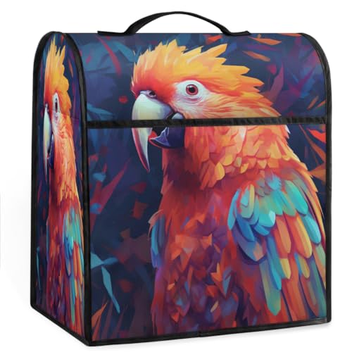 Coffee Maker Cover Colorful Watercolor Parrot Kitchen Appliance Covers Small Appliance Covers Blender Cover Juicer Cover Dust Covers for Kitchen Appliances with Top Handle and Pockets,Washable,C876