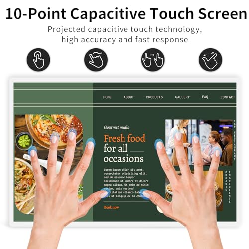 Image of 15.6 inch Digital Signage Display 10000 mAh Capacitive Touch Screen Advertising Display with Wireless Screen Mirroring, All in One LCD Screen HDMI-in with Android 13(2+32GB)
