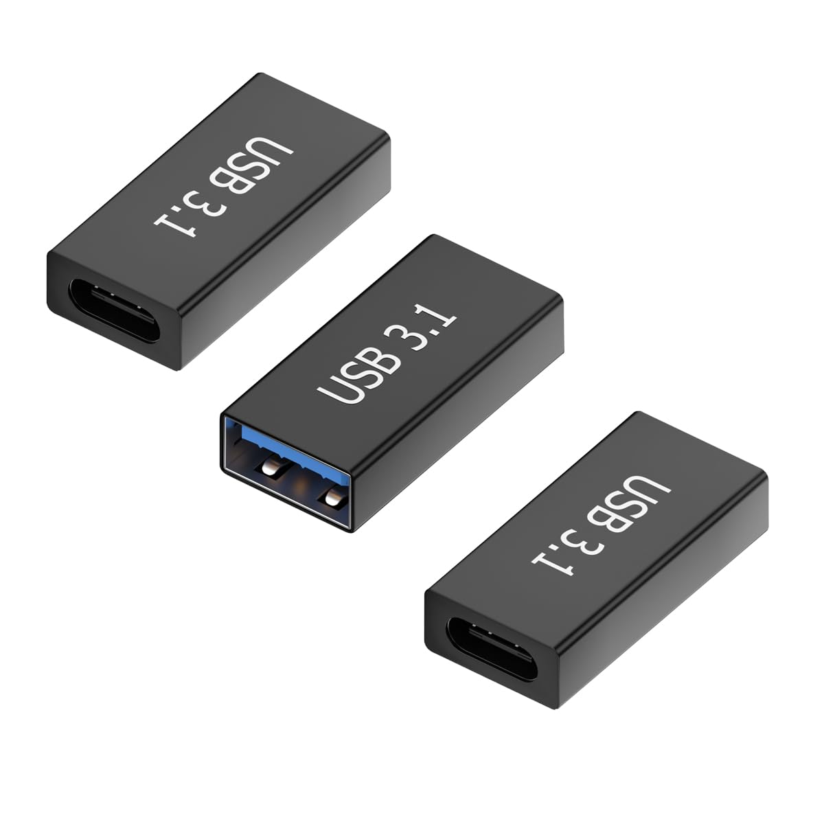ZJKJHJY USB C Female to USB A Female Adapter, 3-Pack, Black, Compatible with Laptops, Cell Phones, Tablets