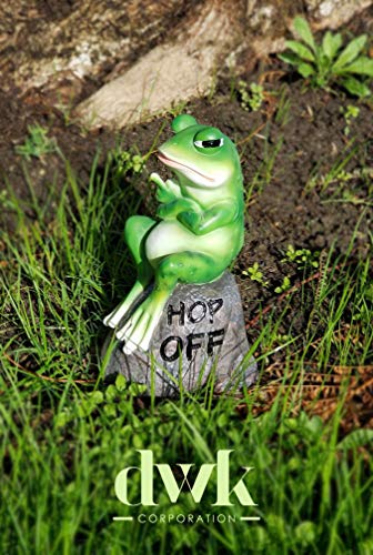 Dwk - Froggie's Bad Day - Adorable Indoor Outdoor Flip Off Frog On Stone Rock With Hop Off Message Middle Finger Figurine Grumpy Toad Home Decor Accent Garden Patio Accessory, 7.75-Inch… #TOP5