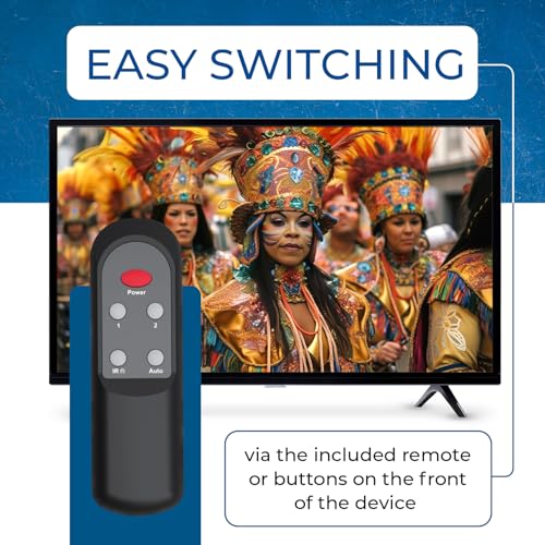 Image of OREI 8K 2x1 HDMI 2.1 Switch - 8K@60Hz /4K@120Hz HDR10+ /Dolby Vision Pass‑Through, HDCP 2.3, Optical Audio Extractor and RCA L /R, Infrared Remote Control, Metal Housing - HDMI Switch
