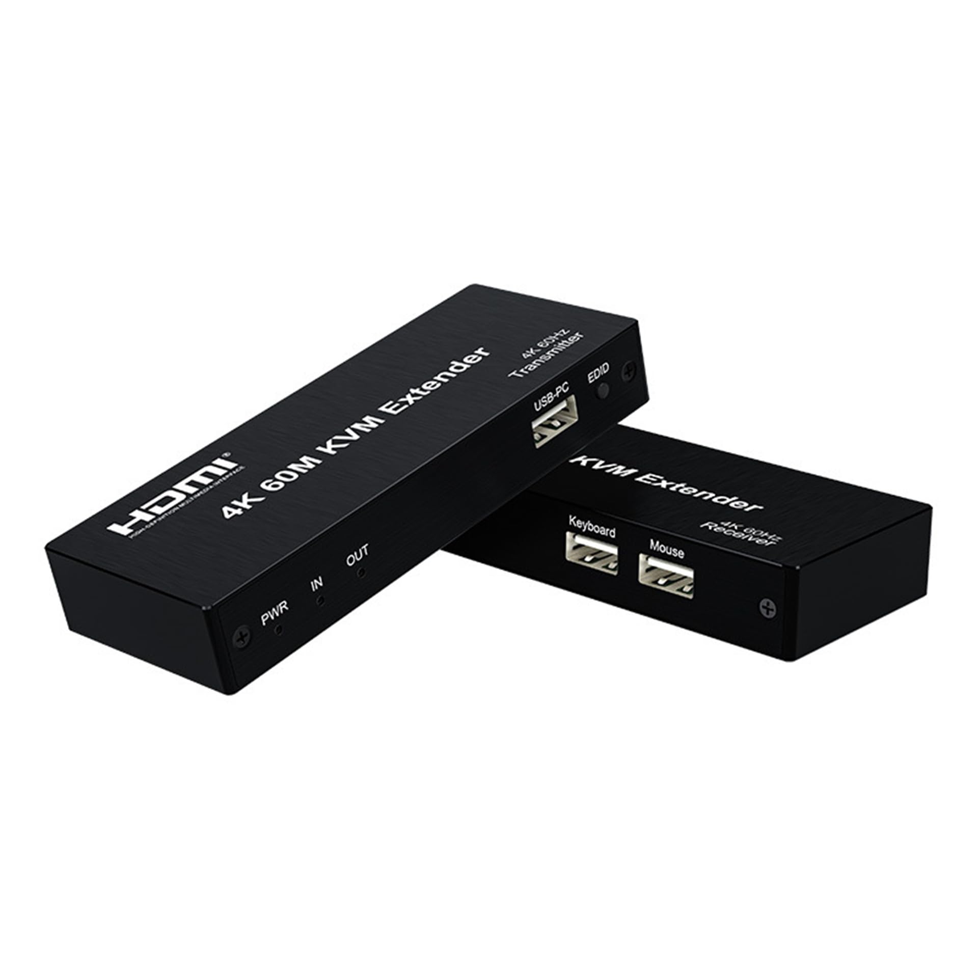 4K 30Hz HDMI KVM Extender over Rj45 Cat5e/6 Cable up to 60M 120M HDMI USB Extender with Loop-out for PC NVR Mouse Keyboard (60M KVM)
