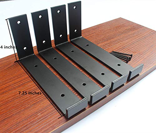 8 Pack - 7.25"L X 4"H X 1.5"W 5Mm Thick Black Hook Brackets, Hook Iron Shelf Brackets, J Bracket, Metal Shelf Bracket, Industrial Shelf Bracket, Modern Shelf Bracket Shelf Supports With Screws #TOP2