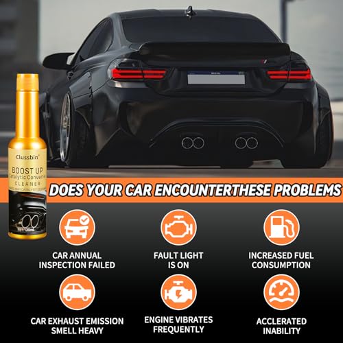 Catalytic Convertor Cleaner,4Pcs Clussbin Catalytic Converter Cleaner Kit,Auto Parts Engine,Exhaust System Pipe Carbon Removal Cleaner Treatment Additive Oil,Fuel System Treatment Oil Additive