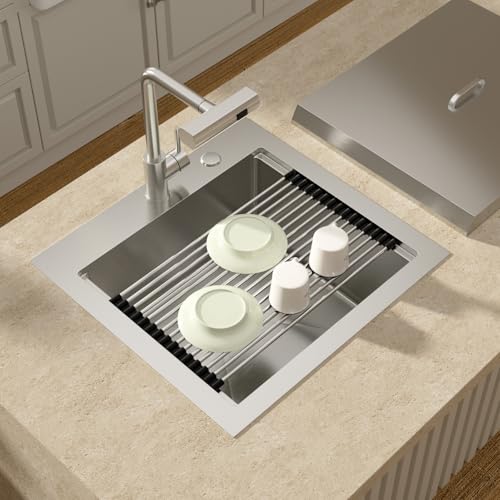 Comparison: Best Sink For Outdoor Kitchen 7 Lordear Drop In Outdoor Kitchen Sink Workstation with Pull-out Faucet 21" x 20" Bar Prep Sink 16 Gauge Stainless Steel Single Bowl Small Kitchen Camper Wet Bar Mobile Home RV Basin with Cover