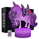 3D Unicorn Night Light, LED Illusion Lamp with Remote Control and 16 Colors 4 Flash Modes Best Xmas...