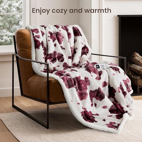 Image of Heated Blanket Throw Blanket - Fast Heating Electric Blanket, Soft Flannel Heated Throw with 4 Time Settings,10 Heating Settings, Warm Gifts for Women & Mom & Grandma