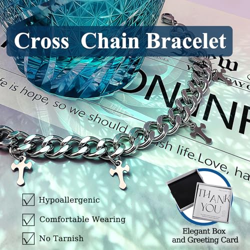 Pulsera cruz de acero inoxidable ajustable para hombre y mujer miniatura 5