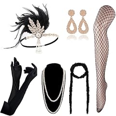 1920s Gatsby Black, Gold Leaf, Champagne Set