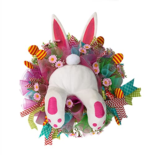 Couronne de Lapin de Pâques Décorations de Pâques Couronne de Pâques Couronne de Printemps Deco Paques Couronne Porte Décoration Intérieure et Extérieure (#A)