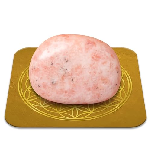 Pierre de Soleil Bien-être Polie 2-3 cm Premium | Joie de vivre, Confiance en soi, Vitalité | Fleur de Vie incluse | Guide Pratique & Méditation Offerts | Cadeau Zen Spirituel | 1 unité
