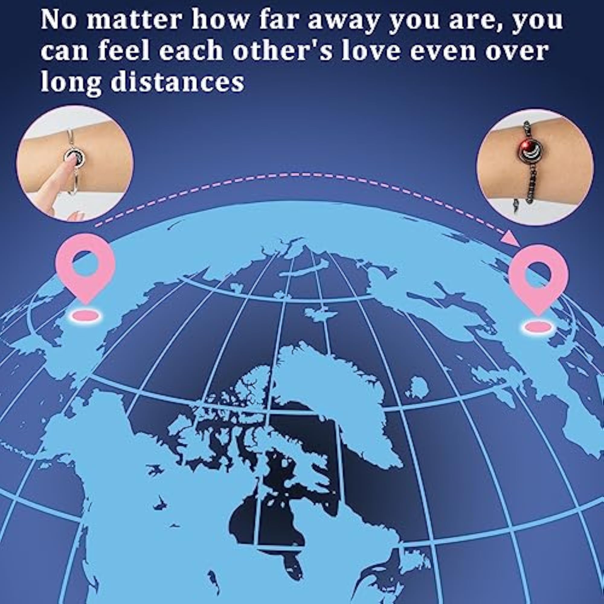 Couple's Long Distance Touch Bracelets, Remote Intelligent Matching