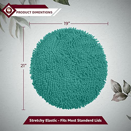 LuxUrux Toilet Lid Cover, Extra-Soft Plush Seat Washable Shaggy Microfiber Standard Toilet Lid Covers for Bathroom Machine Wash & Dry. (18 x 21 inches, Turquoise)