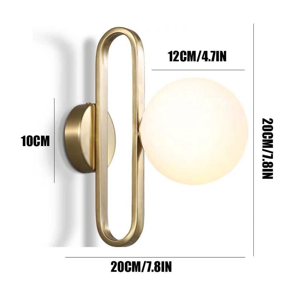 Postmoderne Glaskugel-Bett-Nachttisch-Wandlampe, nordische einfache Metallhalterung E14 Wandleuchte Badezimmerspiegel vorne Wohnzimmer kreative Persönlichkeit dekorative Wandleuchte Luxus