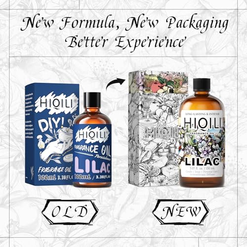 Image of HIQILI Lilac Fragrance Oil for Women Perfume Making - 5.07 Fl Oz | DIY Candle & Soap, Long-Lasting, Soft Floral Scents for Essential Oils Diffuser, Pet Safe, Graduated Dropper Included