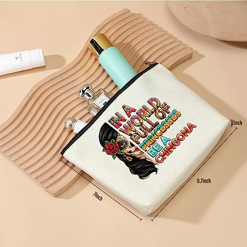 DJHUNG Inspired Mexican Girl Makeup Bag Funny Badass Women Gift Skull Travel Pouch for Women Friends Nurse Mom Aunt Birthday Christmas Halloween in a World Full of Princesses2