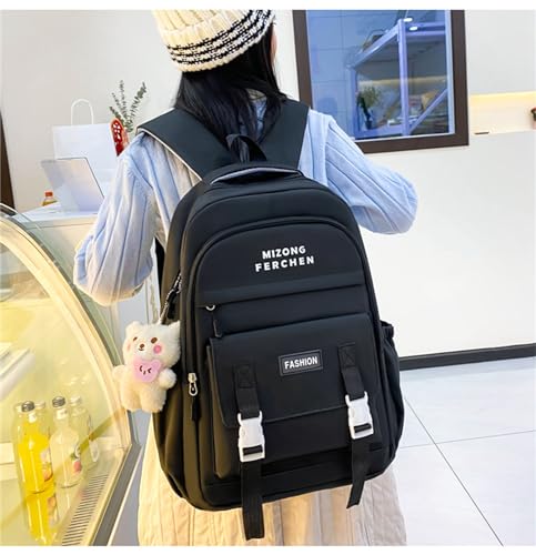 5Pcs Cute Backpack Combo Set Kawaii School Backpack Aesthetic School Bag with Bear Pendant Accessories Crossbody Bag, Pen Pouch for Girls Back to School Supplies3
