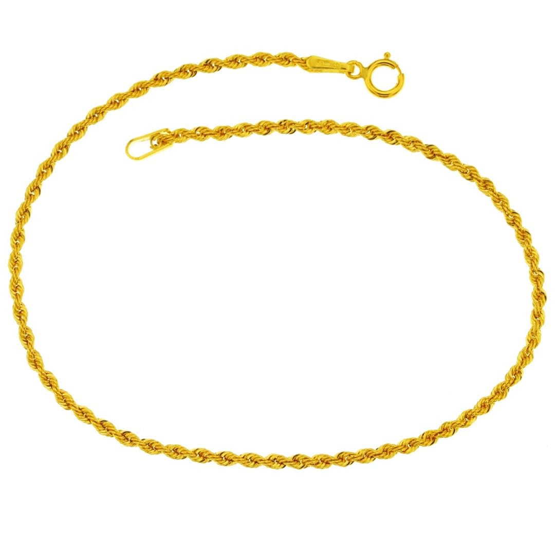 gioiellitaly Bracciale corda fune funetta unisex uomo donna ragazzo ragazza Oro giallo 18 Kt 750 lunghezza 17 cm maglia sottile