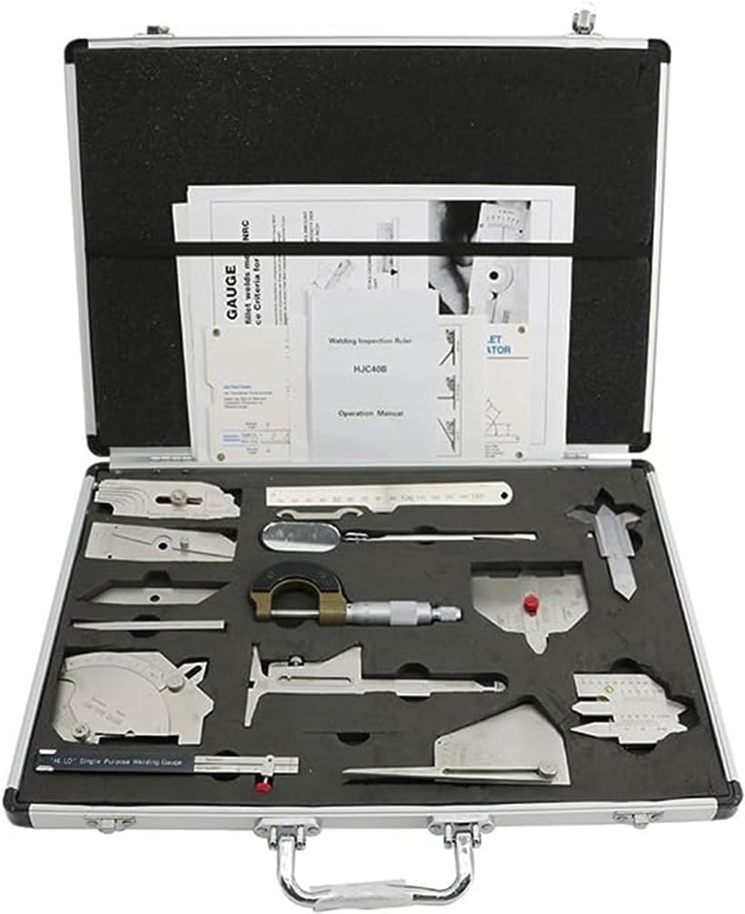 Kit de herramientas de calibre de soldadura, herramientas de inspección de acero inoxidable para soldadura, medidor de inspección de soldadura métrico con múltiples opciones de medición