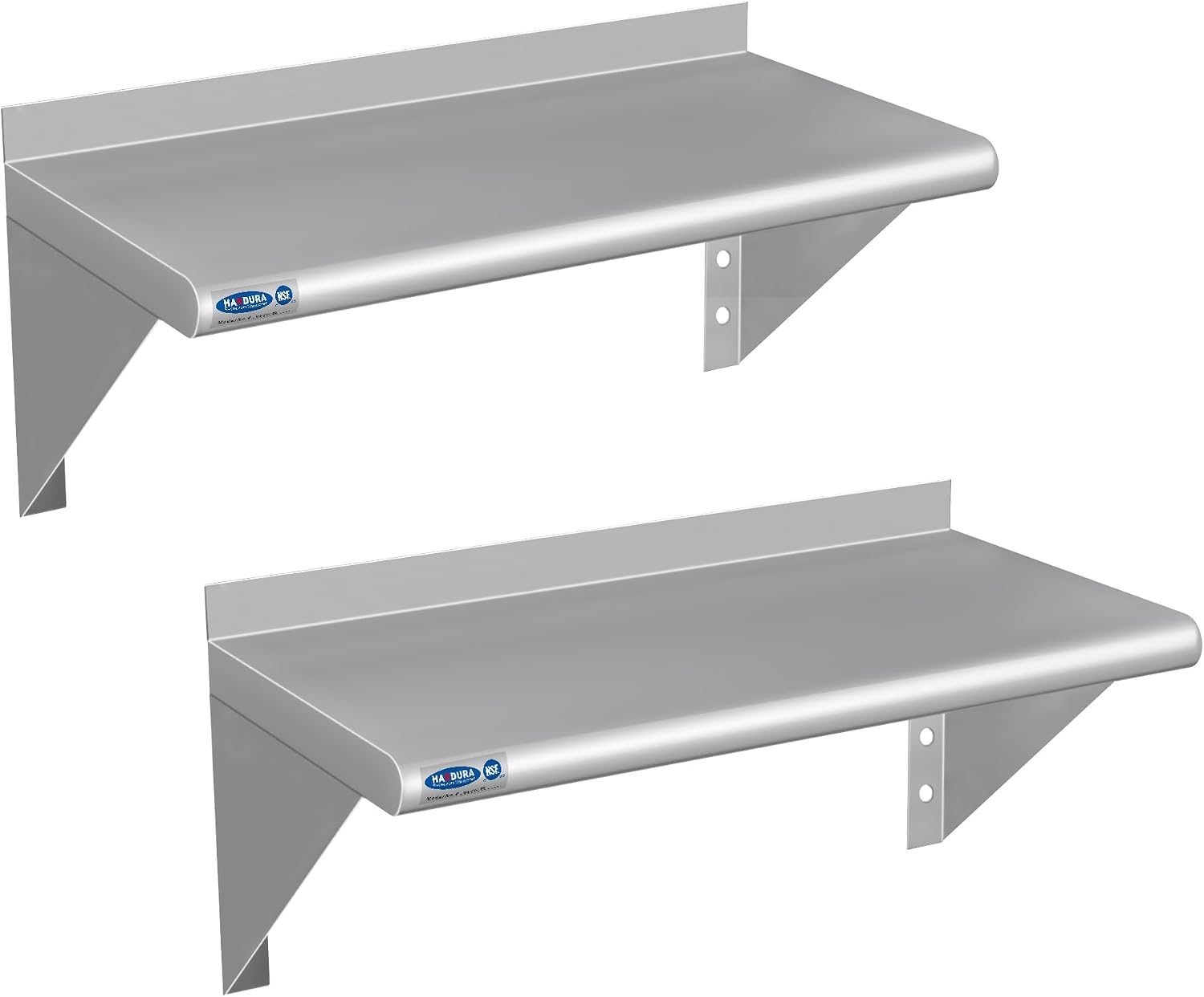 HARDURA Stainless Steel Shelf 12" X 24",160LB, 2 Pack | Commercial Wall Mount, Metal Shelving with Backsplash and Brackets
