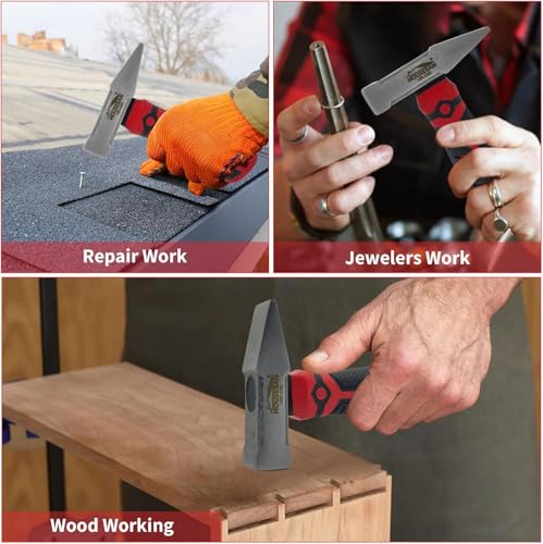 Image of Small Sheet Metal Hammer Stubby Mini Rock Hammer | Short Engineer Hammer, Construction, Drilling, Masonry Chipping, Metal Working, Brick Hammer Mallet for Women Home Repairs