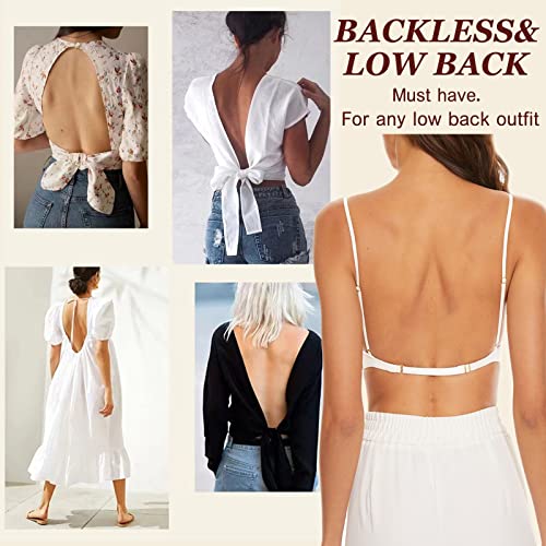 Image of Strappy Low Back Bra for Women Deep V Low Cut Backless Bralette Multiway Convertible Straps Halter Bra