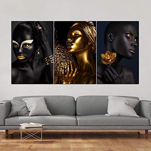 Affiche décor à la maison triptyque femme africaine encadrée