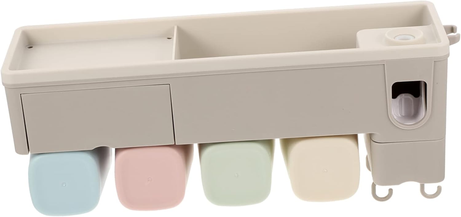 Unomor Bathroom Accessories Toothbrush Holders Multi-Functional Wall-Mounted Brush Holder Toothbrush Self Organizer