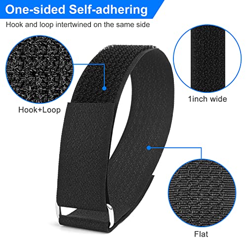 32.8Ft Hook And Loop Cable Straps With 50 Metal Buckles, Reusable Fastening Cable Ties, Adjustable Nylon Cinch Strap Securing Cord Ties For Organizer Storage, Free Cut-To-Length, 1'' Wide, Black #TOP3