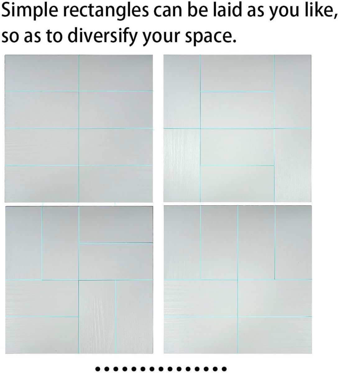 XUANINY 88-Piece Peel and Stick Metal Backsplash Tiles, Self Adhesive Aluminum Mosaic 3D Wall Sticker for Kitchen Subway(3"x6") (Rectangle) (Wooden White, 88)