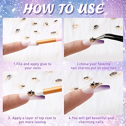 20 Pieces 3D Black Nail Charms Art Gems Kit Gold Nail Charms Metal Alloy Gold Nail Rhinestones Black Zircon Nail Diamonds Jewels Stones Decoration For Nail Beauty Design Decoration Craft Jewelry Diy #TOP6
