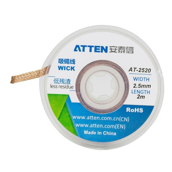 ATTEN AT-2520 Solder Wick (2.5mm) - 2m Long High-Quality Desoldering Braid Made in Japan
