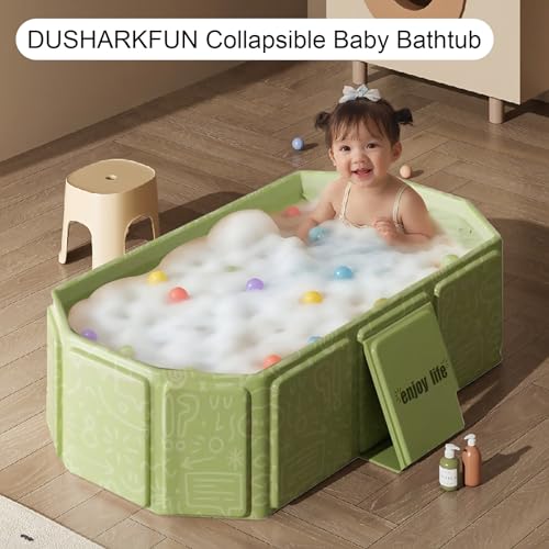 Image of Portable & Foldable Bathtub for Newborns to Toddlers, Baby Bathtub, Easy to Store, Lightweight for Home & Travel, SpaceSaver Collapsible Baby Tubs for Kids, Green