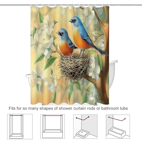 Rideau de douche aquarelle oiseau pour une ambiance nature - 8