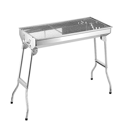 Inllex Stainless Steel (72cm) Foldable Charcoal Barbecue BBQ Grill with Charcoal Tray | Barbecue And Tandoor Grill Barbeque Stand For Outdoor Picnic Camping And Travel