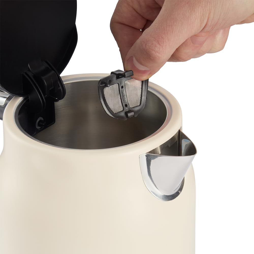 Russell Hobbs Wasserkocher [1,7L, 2400W] Hanley Retro Jasmine (Edelstahl, Vintage Design, Perfect Pour Ausgusstülle, Wasserstandsanzeige, 360° Sockel, Kabelaufbewahrung, energieeffizient) 28640-70