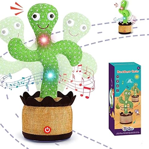 Bcamelys Dancing Cactus Repeats What You Say,Electronic Plush Toy with Lighting,Singing Cactus Recording and Repeat Your Words for Education Toys,Singing Cactus Toy (02), 12cm Cover