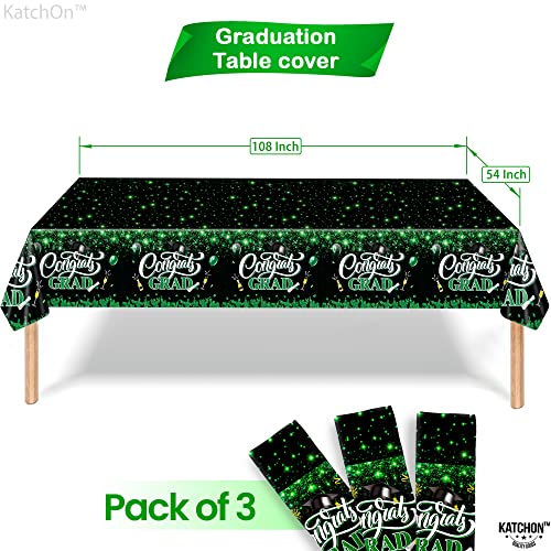 Image of KatchOn, Green and Black Graduation Tablecloths - XtraLarge 108x54 Inch, Pack of 3 | Green and Black Graduation Decorations 2026 | Graduation Tablecloth 2026, Graduation Table Decorations