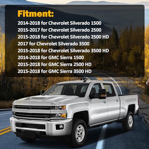 ASAPE Towing Mirrors 2014-2017 for Chevy Silverado for GMC Sierra 1500 2015-2016 for Chevy For GMC 2500/3500 HD Tow Mirrors A Pair Power Adjust Heated Turn Signal Width Light Side View Mirror