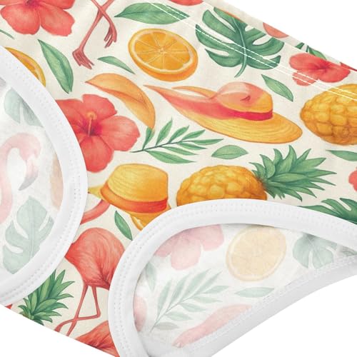 Joisal Tropical Flamingos Pineapples Beige Panties for Girl Toddler Girls Underwear Cotton Aesthetic Kids Undies Briefs 2t4