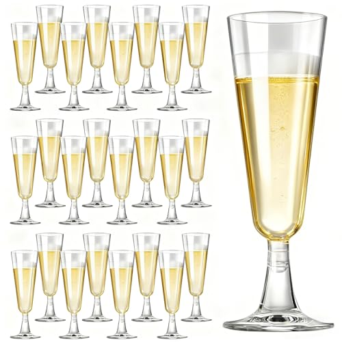 25-Pack Champagne Flutes 150ml Reusable Clear PP Champagne Glasses