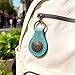 Artisanal Handmade Genuine Leather Keychain, Vintage Teardrop Key Ring with Intricate Metal Embellishment, Stylish Key Organizer for Car Keys, Bags, Gifts for Men & Women(Light Blue)