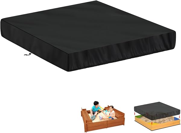 LAMUNI Sandkasten Abdeckung, Sandkastenabdeckung, Sandkasten Schutzplane, 420D Oxford Abdeckung für Sandkasten, Schutzhülle für Sandbox, wasserdichte Abdeckplane für Sandkasten Plane, 120x120x20cm - 1