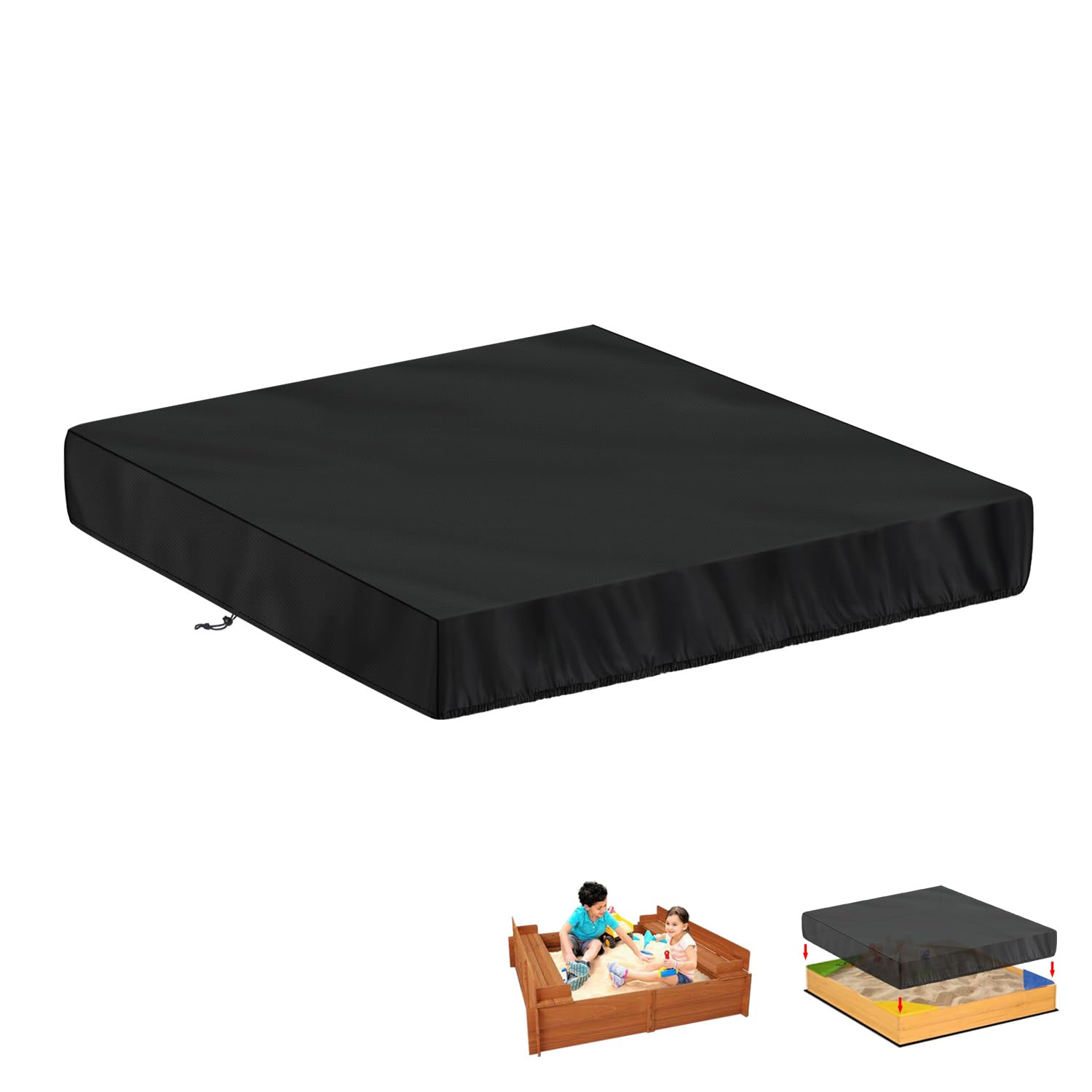 LAMUNI Sandbox Cover Waterproof Sandpit Cover, 420D Oxford Sandpit Pool Cover, Dustproof Sandpit Covers with Drawstring, Small Square Sand Box Covers, Garden Sand Pit Cover, 120x120x20cm