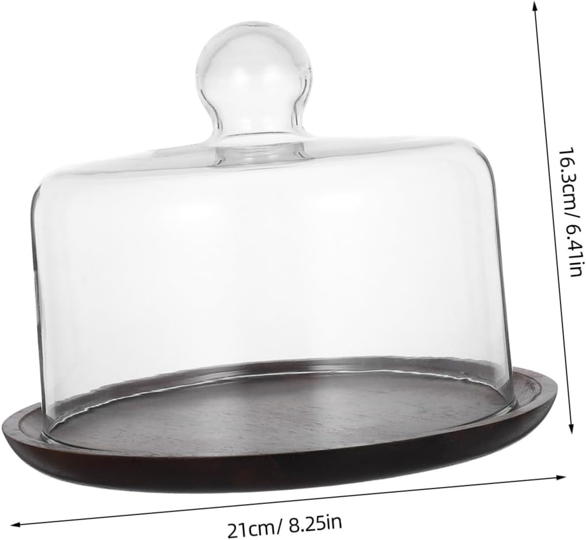 PRETYZOOM 1 Set Elegant Cake Stand with Glass Dome Lid for Fruit Cheese Dessert Display Stylish Transparent Food Cover with Tray for Parties and Events