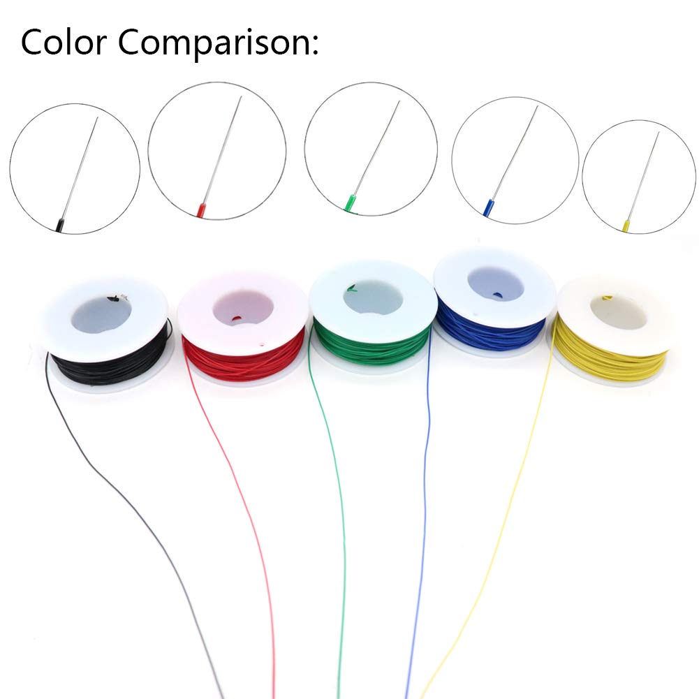 Treedix 5pcs 164ft Copper Hookup Wire Kit Wrapping 30AWG Cable Jumper Wire Solid Core Tinned Copper Wrapping Wire 5 Color