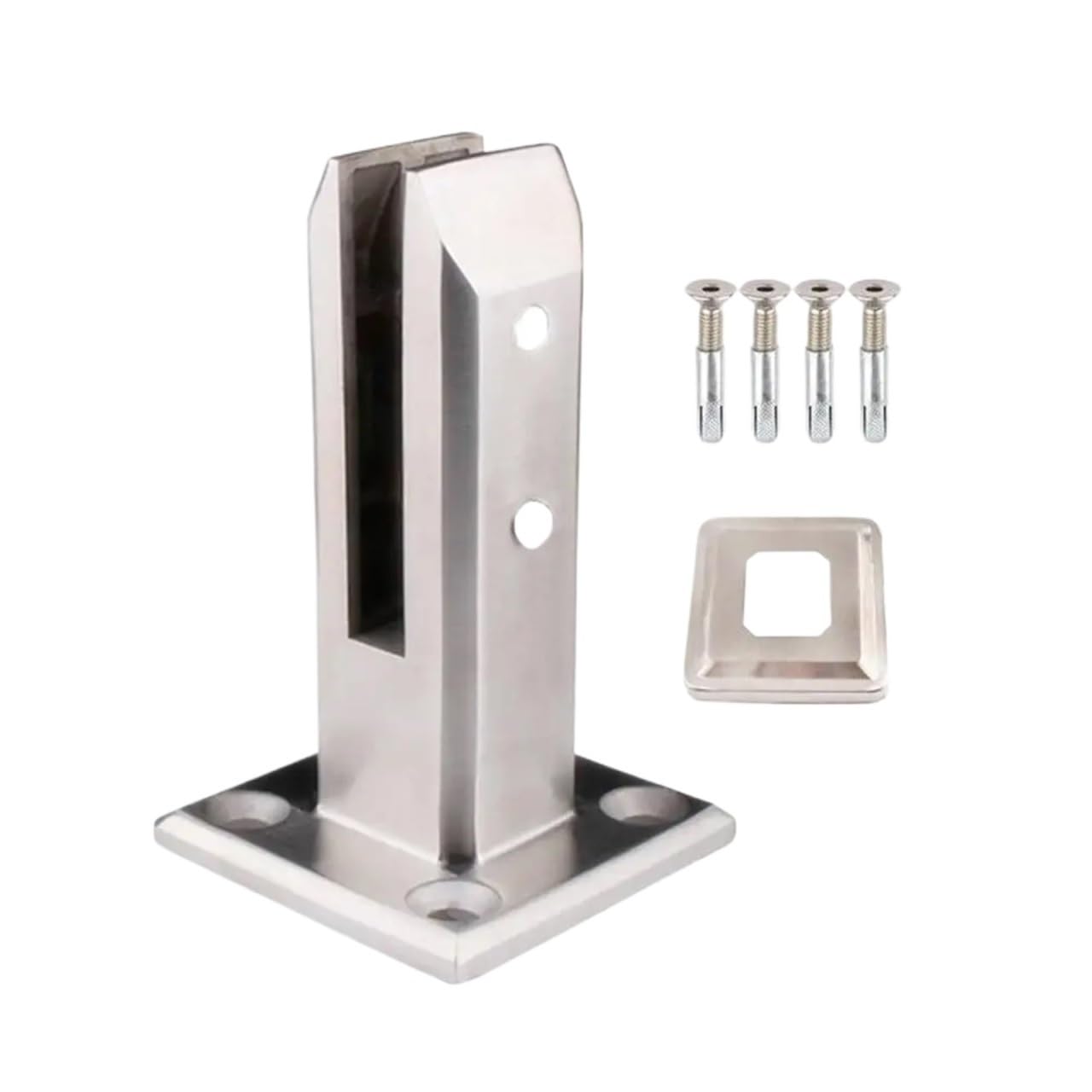 2 Pcs Glass Clamp with Cover and Screws Stainless Steel Balustrade Stair Railing Swimming Pool Fence Retaining Clip for Glass