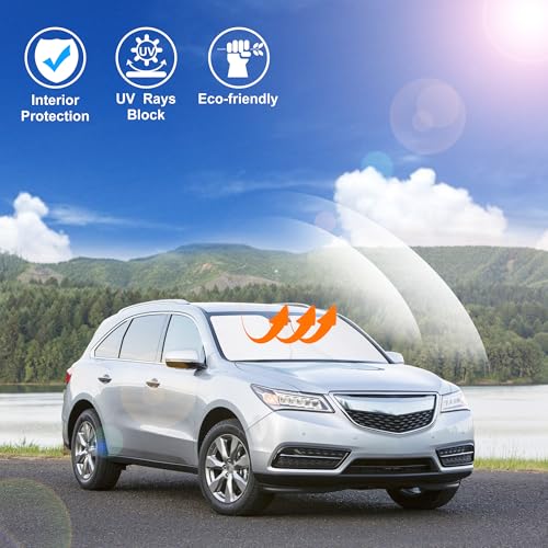 Image of Windshield Sun Shade Custom Fit for 2014-2020 Acura MDX Accessories Foldable Sunshade Sun Blocker Protect Car from Sun Rays & Heat Damage Keep Car Cooler