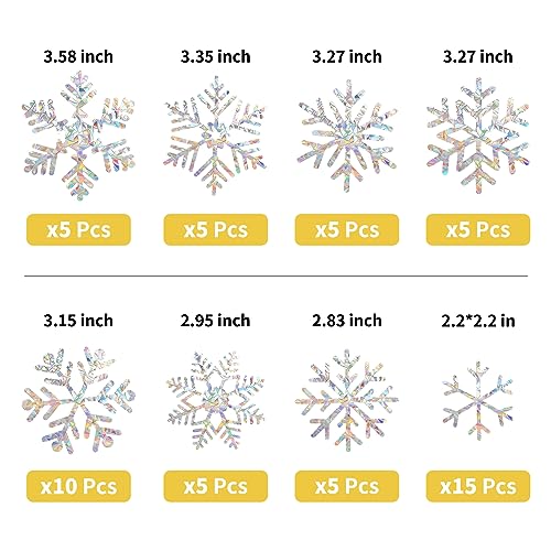Image of Snowflake Stickers, DELLAN 55 Winter Christmas Window Clings | Decoration for Glass Windows, Decals for Bird Strike